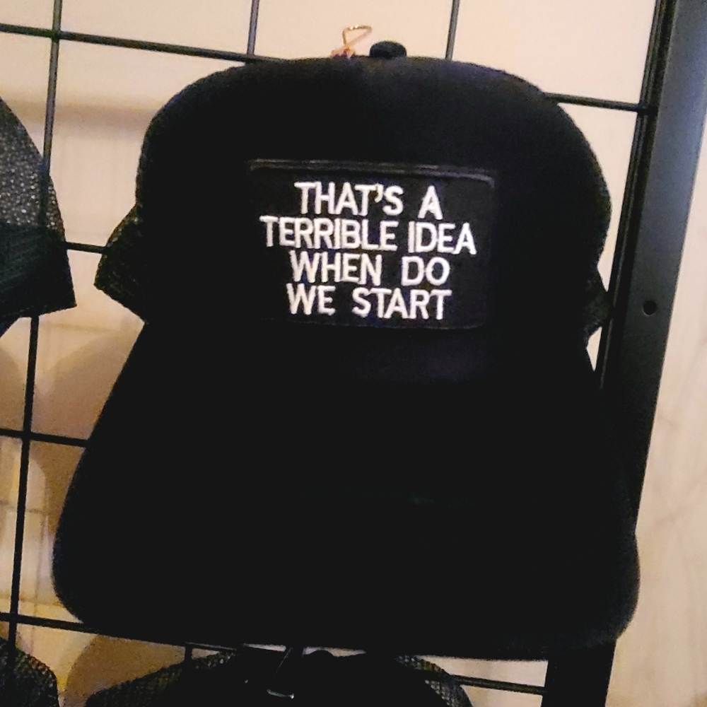 Black Trucker Hat with Embroidered Quote
